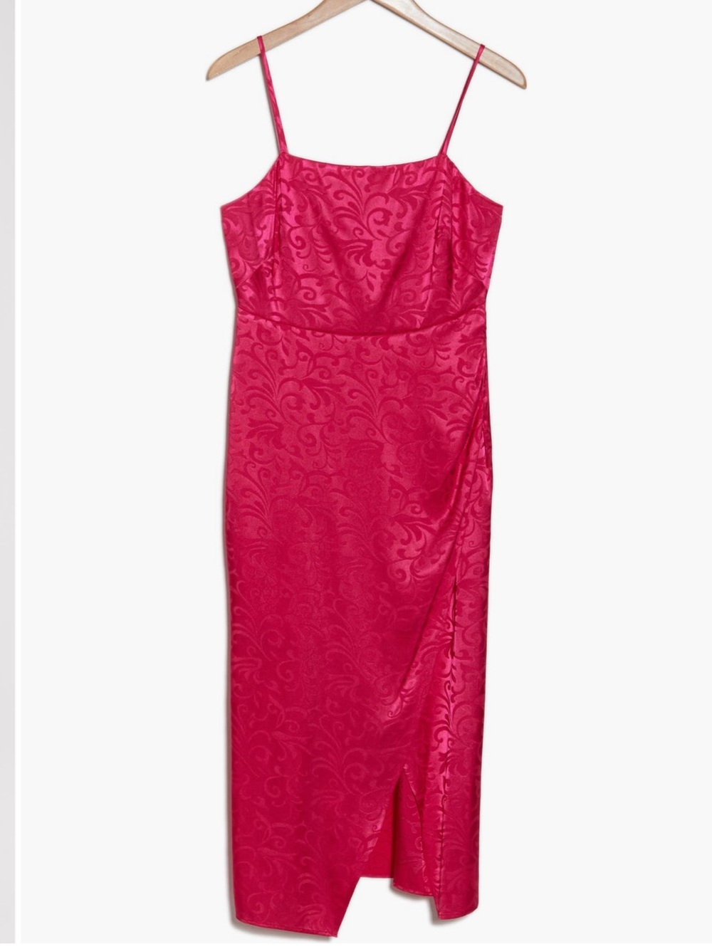 connected apparel Fuchsia Jacquard Slip Midi Dress with Side Slit